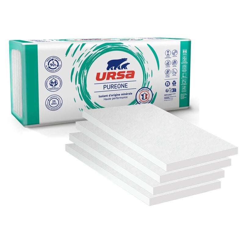 8 paquets de 4 Panneaux laine de verre Ursa pureone 32 pn semi-rigide non revêtu - Ep. 140mm - 25,92m² - r 4.35 Ursa