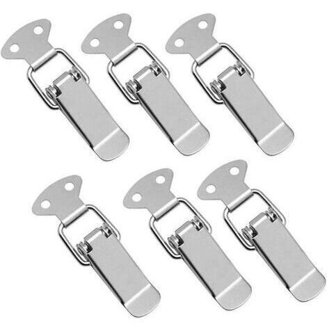 6 paquets de loquet à bascule en acier inoxydable à ressort, fermoir à moraillon, pince, boucles à bec de canard ou boîte, boîte à outils, tiroir, armoire, coffre, coffre-fort