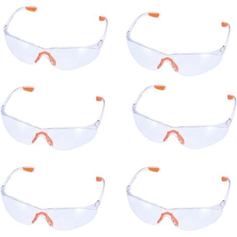 6 pares de gafas de seguridad  Gafas protectoras antivaho  Gafas de seguridad ultraligeras y ajustables para uso intensivo  Para la industria y el laboratorio