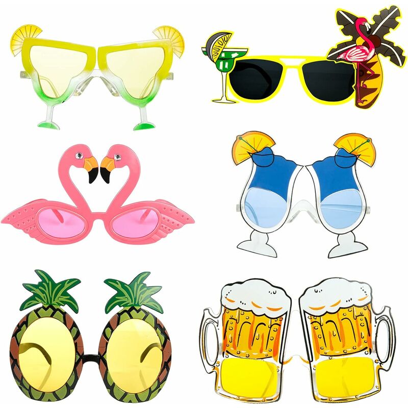 Chinco 16 Pares de Gafas de Fiesta Divertidas Gafas Hawaianas Tropicales para Fiesta Luau Tropical Disfraz Gafas para Niños y Adultos 8 Estilos 