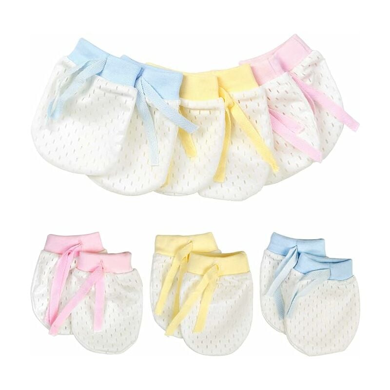 

6 pares de guantes de rayado para recién nacidos, guantes de algodón para bebés, guantes antirrayas, guantes para bebés, puños de arañazos para