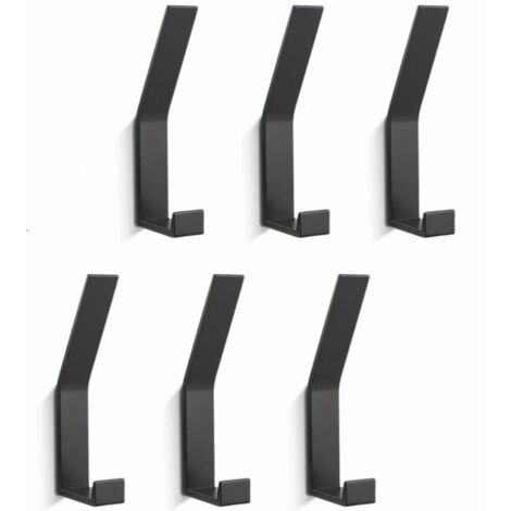 6 patères noires murales pour vestes, manteaux, écharpes, sacs à main, etc. Idéales pour la cuisine, les portes, la salle de bain, l'entrée et le couloir.