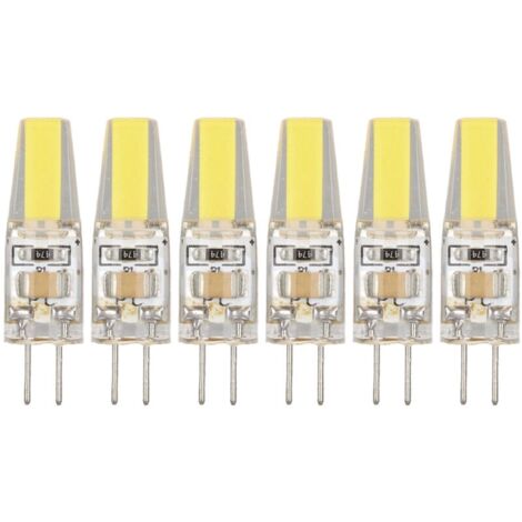 6 Pcs 220 V 6 W G4 LED Ampoules 500LM COB Lampe 360 ​​Degrés D'éclairage Dissipateur de Chaleur Silicone Anti-éblouissement pour La Maison Plafond Paysage Lustre Lampes(Blanc froid 6500K)