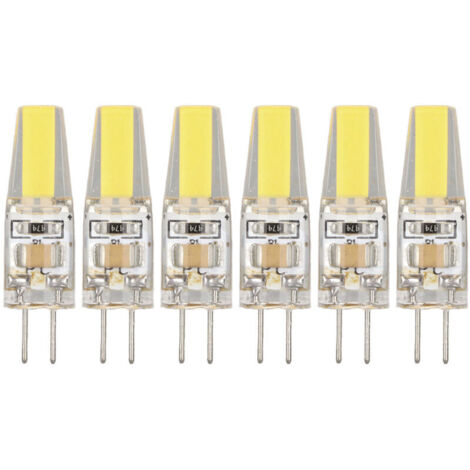 6 Pcs 220 V 6 W G4 LED Ampoules 500LM COB Lampe 360 ​​Degrés D'éclairage Dissipateur de Chaleur Silicone Anti-éblouissement pour La Maison Plafond Paysage Lustre Lampes(Blanc froid 6500K)