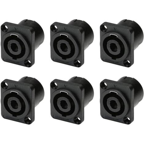 6 pcs 4 pôles connecteur de prise à montage sur panneau speakon,haut-parleur audio femelle à 4 broches ronde jack adaptateur de verrouillage par torsion pour nl4mp,nl4mpr,nl4fc,nl4fx,nlt4x
