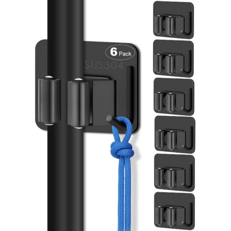 6 Pcs Accroche Balai Mural, Porte Balais Mural, Support Balais Mural en Acier Inoxydable, Rangement Balai de Montage Avec Clous, Accroche Balai Mural Sans Percer