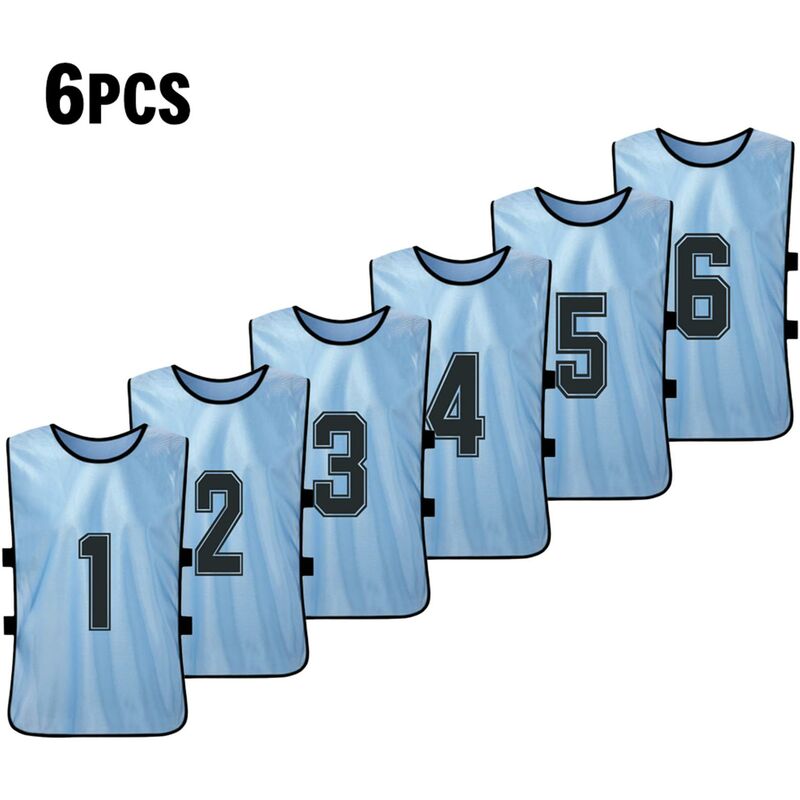 

6 PCS Adultos Futbol Pinnies Jerseys del equipo de futbol de secado rapido Deportes juveniles Scrimmage Entrenamiento del equipo de futbol Baberos