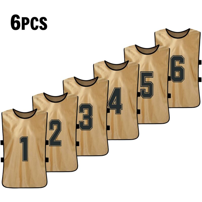 

6 PCS Adultos Futbol Pinnies Jerseys del equipo de futbol de secado rapido Deportes juveniles Scrimmage Entrenamiento del equipo de futbol Baberos