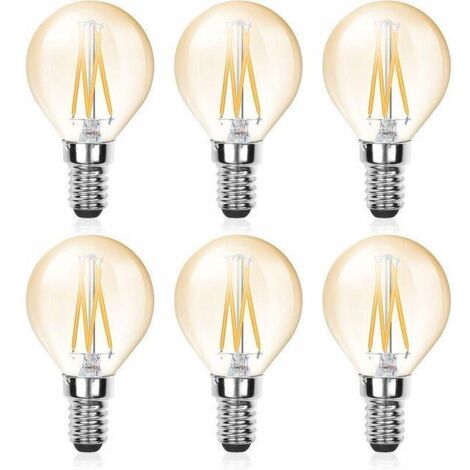 6 Pcs Ampoule Led E14 Filament G45, 4w (Equivalent 40w), E14 Candélabre Dimmable, Ambre Glow, Ampoule Vintage Blanc Froid 6000k, 220v 380lm