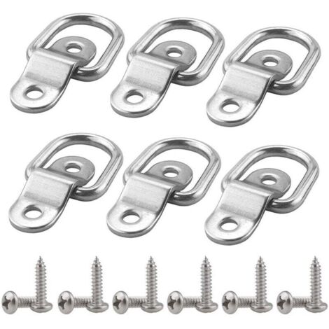 6 Pcs Anneaux Arrimage en Acier Inox D Anneau de Fixation avec Vis pour Remorque Bateaux Voiture Cargaison Autos Camions