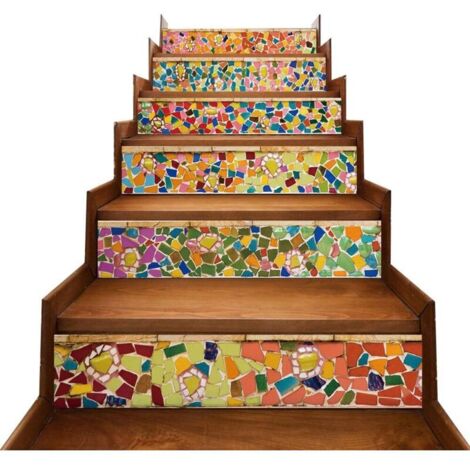 6 Pcs Autocollants pour Escalier. Imperméables et Amovibles. Décoration pour Cuisine et Salle de Bain (18x100 cm)
