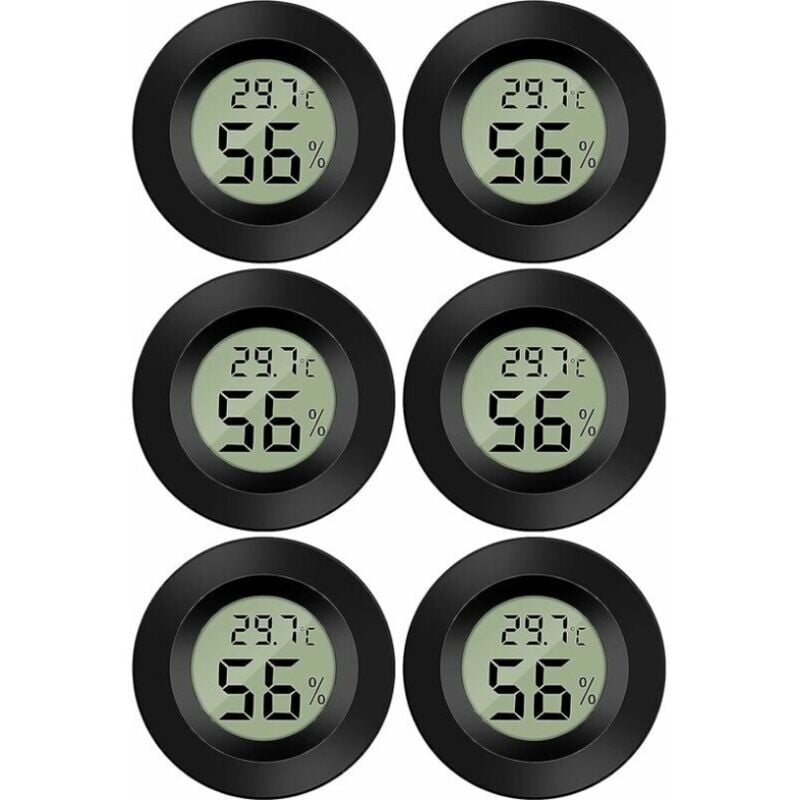 6 pcs - B)Mini Digital lcd Thermomètre Hygromètre Température Humidité -5070℃ 10%99% rh Thermomètre Portable Thermo Hygromètre Indicateur pour Bureau