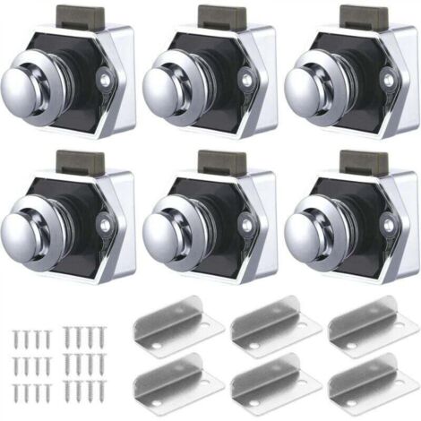 6 PCS Bouton Poussoir Loquet, Serrure Tiroir et Verrou Porte Placard, Loquet de Verrouillage de Porte Sans clé pour Camping-car, Yachts, Bateau, Caravane