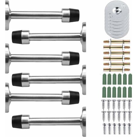 6 Pcs Butées de Porte, Butoir Porte en INOX, Stop Porte Avec Vis et Colles de Pare Chocs, Butoirs de Porte Protection de Portes et Murs (Longue:95mm) -Versailles