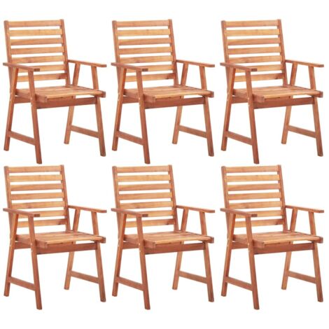 6 pcs Chaises de salle à manger d'extérieur - Chaises de jardin - Chaise de Bureau, Salon et de Cuisine Acacia massif BSRHS733068