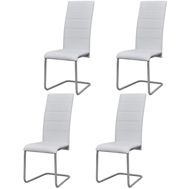 Vidaxl - Chaises à manger cantilever lot de 4 blanc similicuir