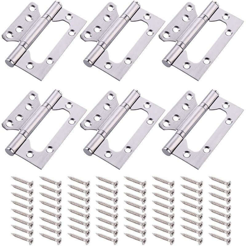 6 Pcs Charnière de Porte en Acier Inoxydable Charnières pour Meubles à Roulement à Billes avec Vis