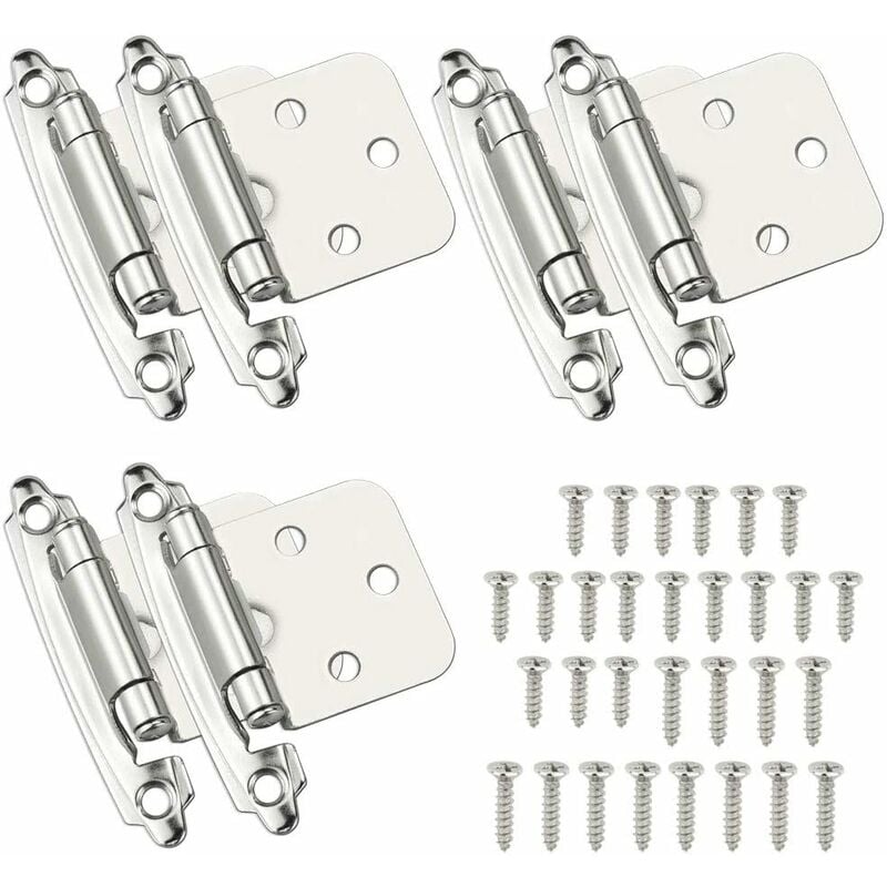 6 Pcs Charniere Porte Charnière à Fermeture Automatique Matériau en Acier Laminé à Froid Paumelle Ressort avec Amortisseur pour Porte Placard Armoire