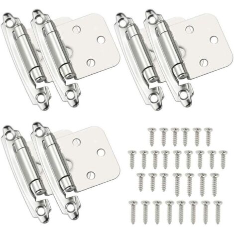 6 Pcs Charniere Porte Charnière à Fermeture Automatique Matériau en Acier Laminé à Froid Paumelle Ressort avec Amortisseur pour Porte Placard Armoire à Chaussures Bibliothèque Cave à Vin