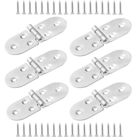 6 PCS Charnières de Table Pliantes,Charnière de Table Pliante à InoxArrondis,Charnière Flip Pliable,Flip Top Charnière avec vis