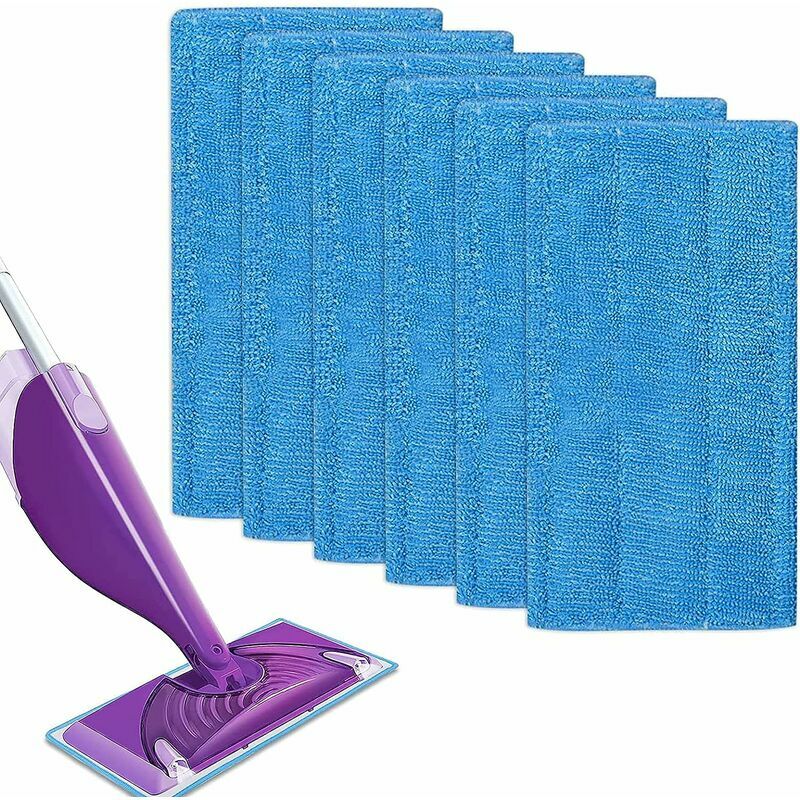 6 pcs Chiffons de rechange réutilisables Swiffer WetJet Mist Vadrouilles en microfibre pour le nettoyage des sols (Bleu 6 pcs) - blue