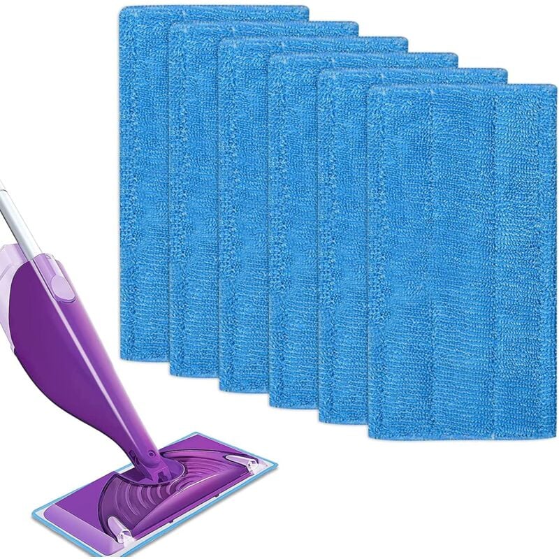 Treetalk - 6 pcs Chiffons de rechange réutilisables Swiffer WetJet Mist Vadrouilles en microfibre pour le nettoyage des sols (Bleu 6 pcs)