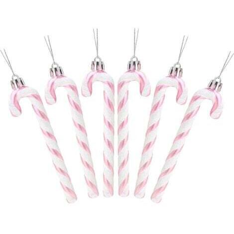 6 Pcs Christmas Concepts Paquet De 6-13cm (Rose bébé) De Canne en Bonbon Glitter Décorations d'arbre De Noël
