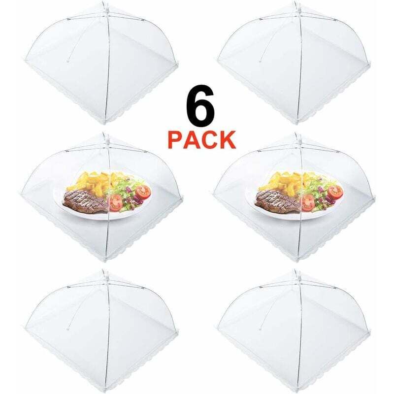 6 pcs Cloche Alimentaire Pliable Anti-Mouche Couvercle de Nourriture en Maille Pliant Tente Parapluie Anti-Insectes Anti-moustiques Protection pour