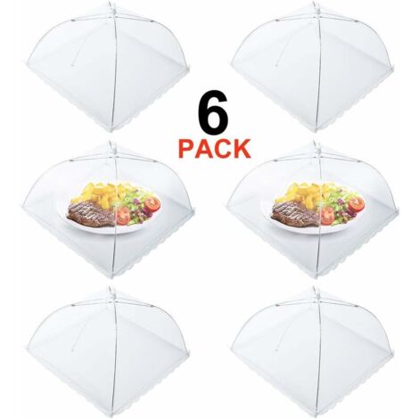 6 pcs Cloche Alimentaire Pliable Anti-Mouche Couvercle de Nourriture en Maille Pliant Tente Parapluie Anti-Insectes Anti-moustiques Protection pour Barbecue Pique-Nique Aliments 44x44x30 cm
