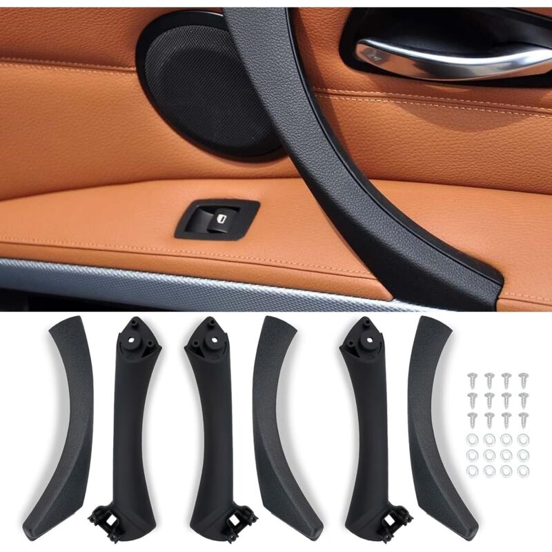 6 PCS Compatible for BMW 3 Series E90/E91/E92/E93 Door Handles Left + Interior Door Handle Right, Interior Door Handle Passenger Side, Handle and