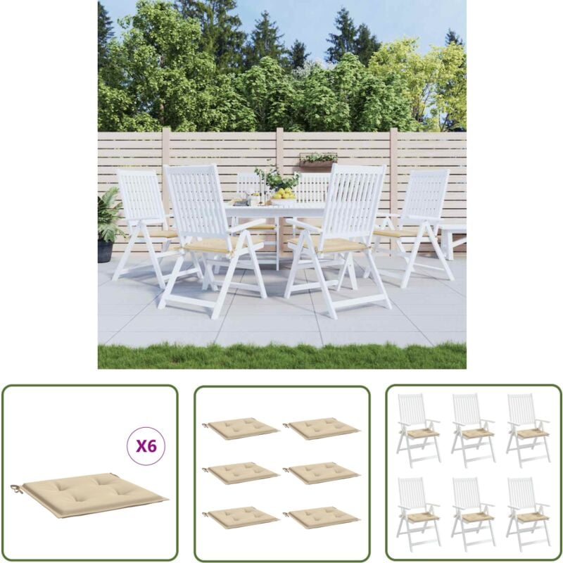 Maison Chic - The Living Store Coussins de chaise jardin lot de 6 beige 50x50x3cm tissu oxford - Coussins De Chaise - Coussins Exterieur - Coussins