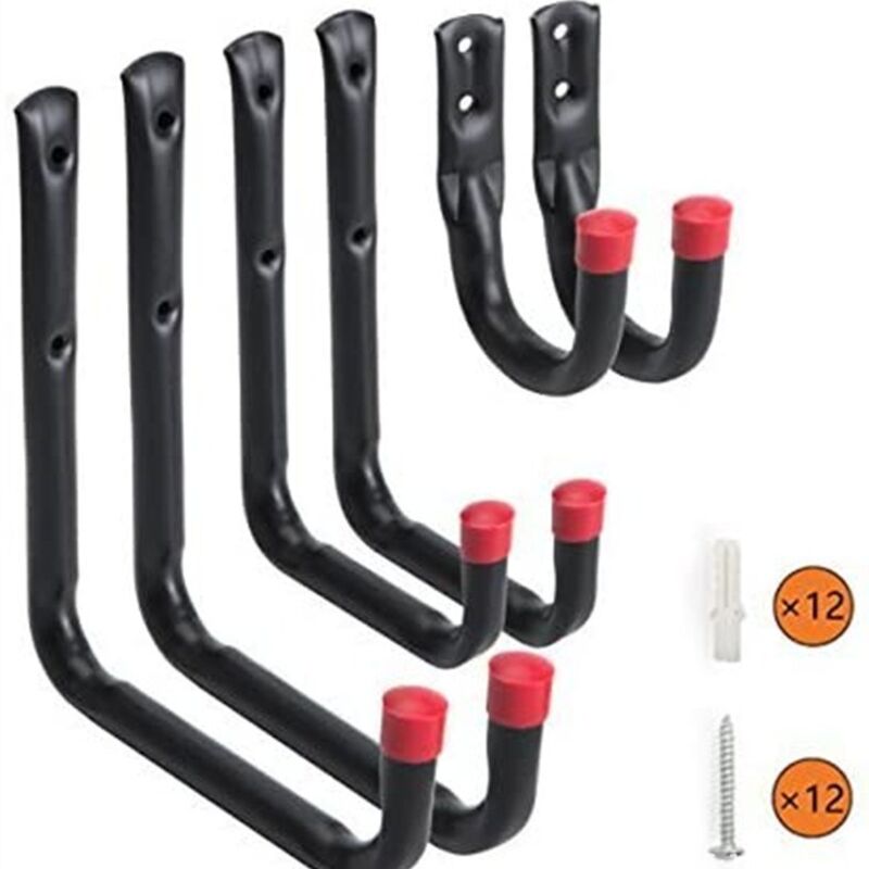 6 Pcs Crochets pour Garage, Crochets Utilitaires de Rangement de Garage Robuste pour Échelles et Outils Support Mural de Organisateur en U
