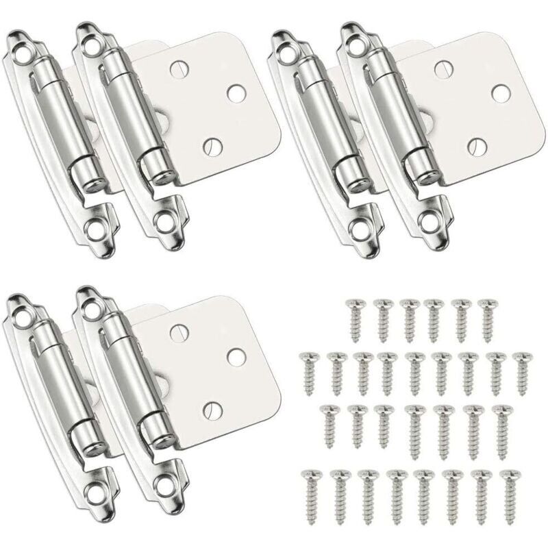 6 Pcs Door Hinges Self Closing Hinge Cold Rolled Steel Material Spring Hinge with Damper for Door Closet Shoe Cabinet Bookcase Wine Cellar