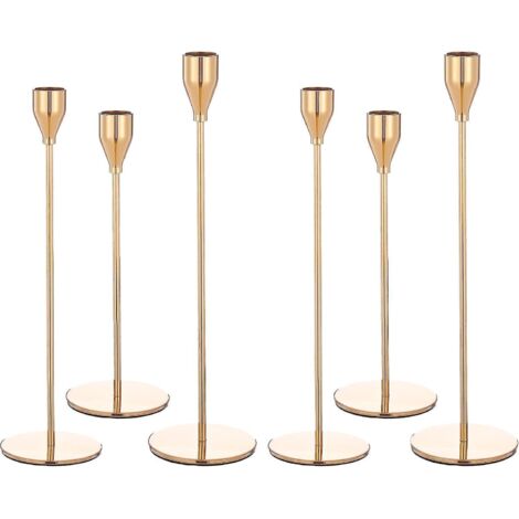 6 Pcs Dors Chandelier Dor Mtal, Compatibles Avec Bougies Coniques De 3/4 Pouces D'paisseur, Support Dcoratif En Mtal Pour Mariage, Dner, Fte, Dcor