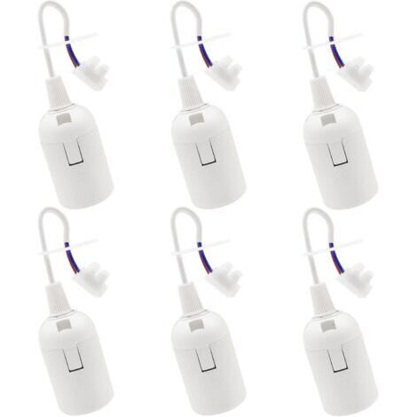 6 PCS Douille de Lampe E27 Support d'ampoule E27 rénovation Douille Blanc Douille de Bâtiment avec Câble Douille de Chantier 4A 250V Base de Lumière Douille de Suspension (max.60W)