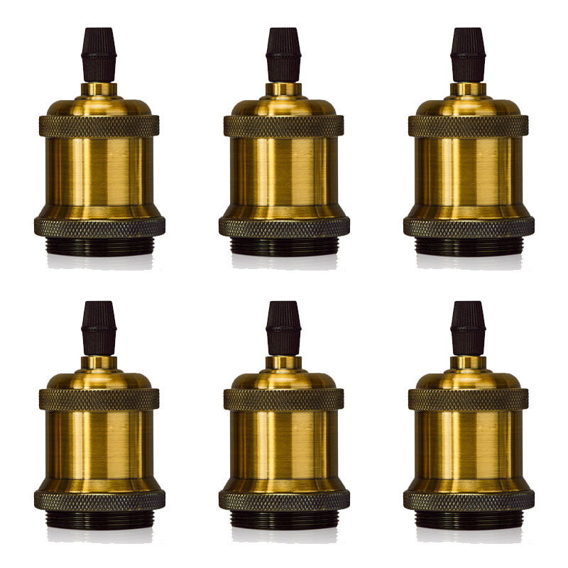 Wottes - 6 pcs E27 Retro Industrial Lamp Holder, Vintage Edison Lamp Holder DIY Lighting Decoration, Bronze - Bronze