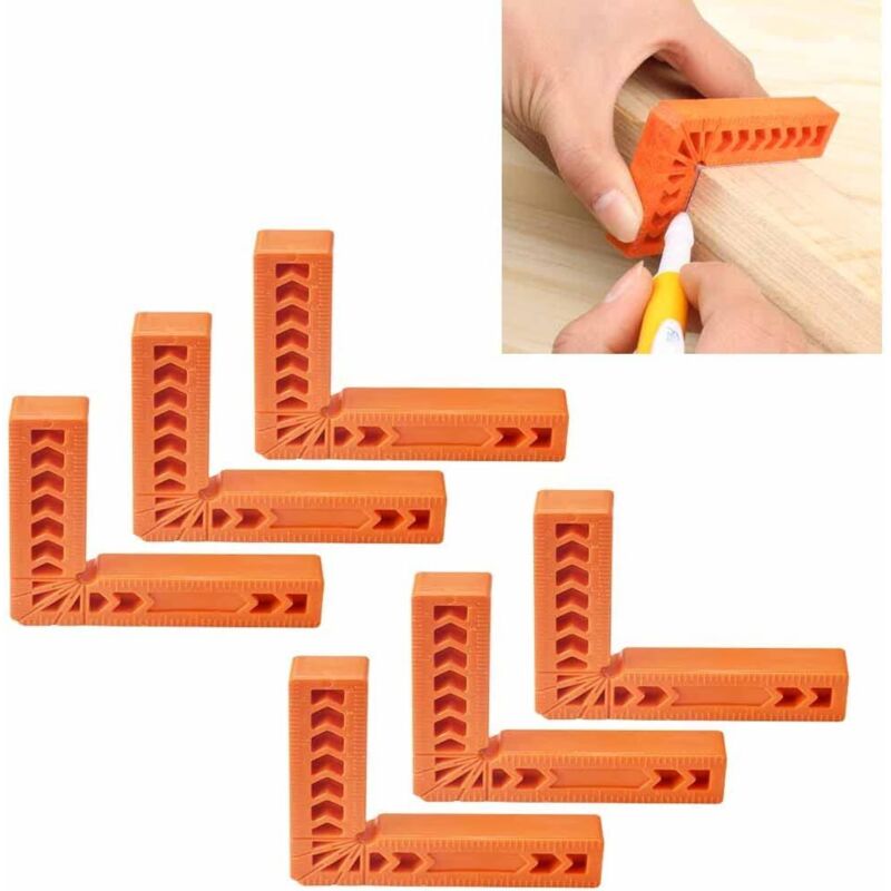 6 pcs Equerres de Positionnement en abs 100mm Pinces d'Angle Droit 90 Degrés Carrés de Positionnement Durable Portable pour Boîtes Tiroirs Armoires
