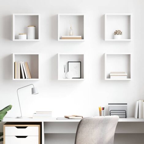 6 pcs Étagères cube murales  Étagères Flottantes  Étagère de Rangement Blanc 30x15x30 cm BRZH731698