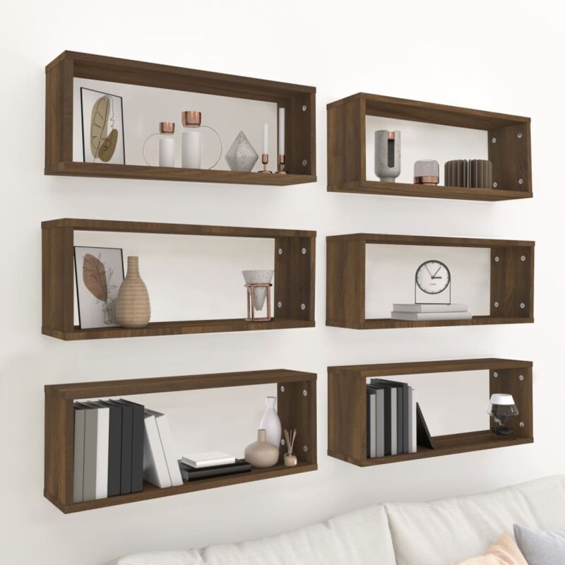 Design In - 6 pcs Étagères murales,Étagère suspendue,Etagères Flottantes cube Chêne marron Bois d'ingénierie CFW97144