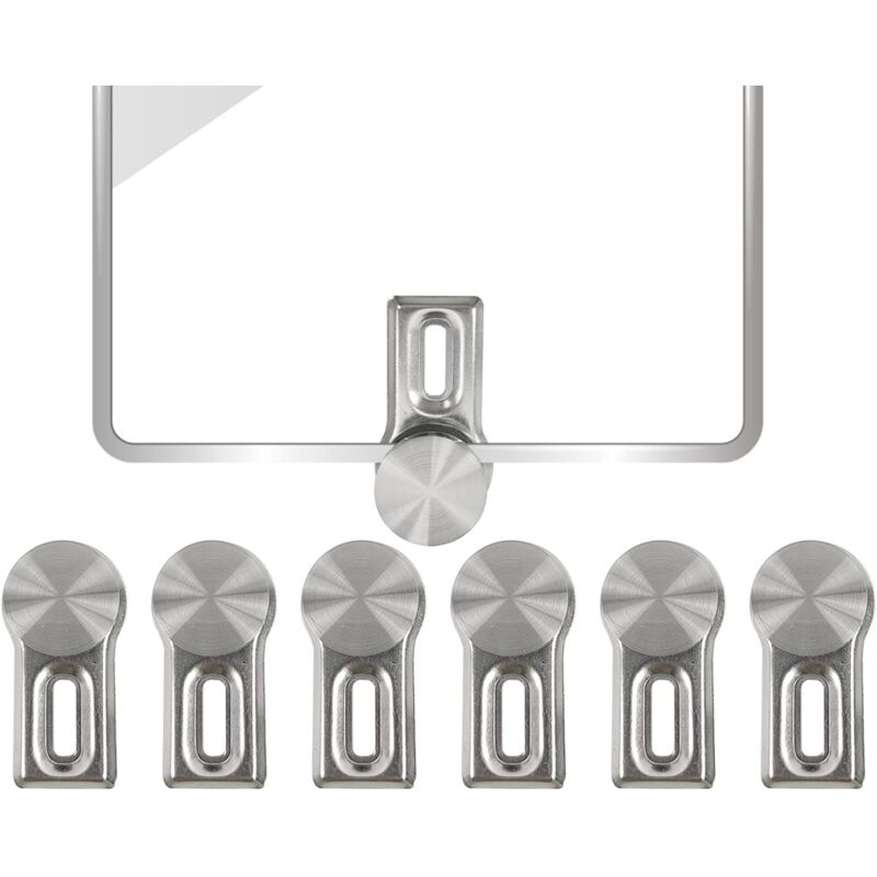 6 Pcs Fixation Miroir Clips, Fixation Miroir Lourd, Miroir Clips Verre en Alliage Zinc pour Miroir Murale, Fixation Miroir Mural, avec 6 Ancrages