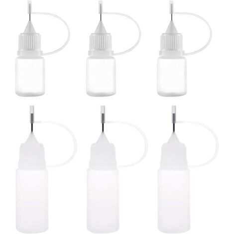6 pcs Flacon Pipette, Flacons Plastique, Bouteille Plastique, Flacon Souple, Bouteille De Colle Vide, Bouteille De Précision, 5ml/10ml