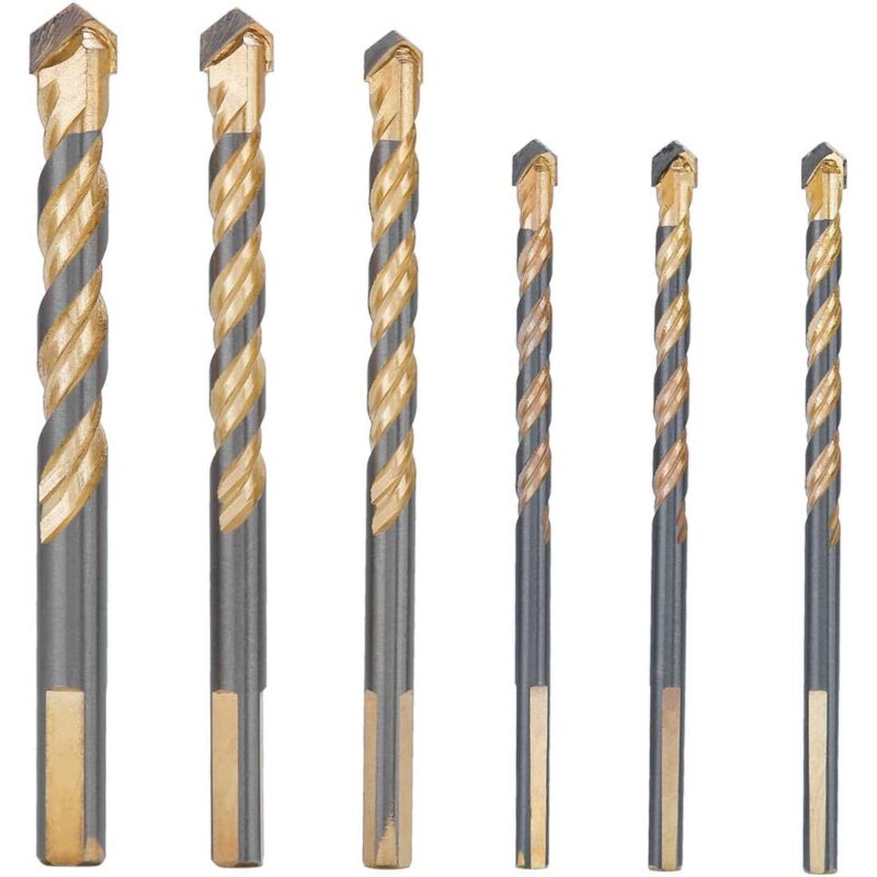 6 Pcs Foret Carrelage Verre 3 x 6mm, 8mm 10mm 12mm Meche Ceramique Forets Faience Porcelaine Forage Fraise pour Brique de Verre Marbre Miroir Bois