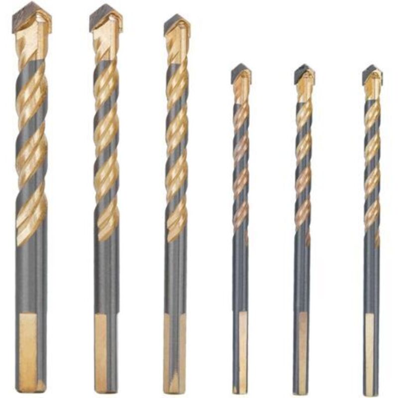 6 Pcs Foret Carrelage Verre 3 x 6mm, 8mm 10mm 12mm Meche Ceramique Forets Faience Porcelaine Forage Fraise pour Brique de Verre Marbre Miroir Bois