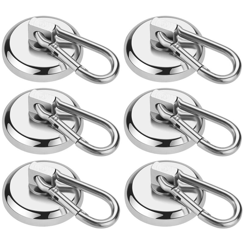 Image of Petites Ecrevisses - 6 pcs Ganci Magnetici Neodimio Gancio Magnetico Calamite Capacità di Carico 34KG per Cucina Bagno Garage