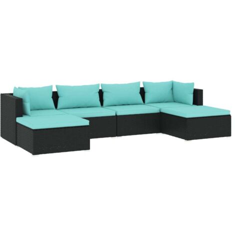 6 PCS Garden Lounge Set con Vime PE Negro