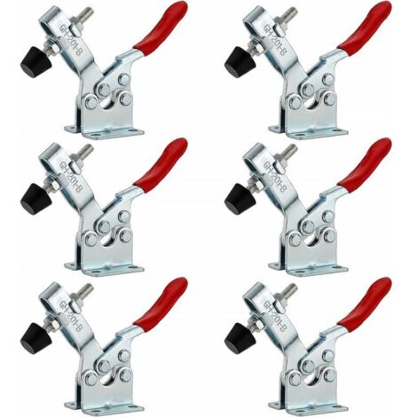 6 Pcs GH-201B Pince à Bascule Horizontale, Sauterelle de Serrage, Serre Joint Desserrage Rapide Capacité Déblocage Rapide Tendeurs de Levier de Genoux pour Machines, Menuiserie 90KG 198lbs