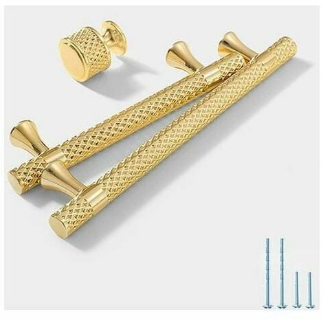 6 Pcs Gold Kitchen Cabinet Handle, 96mm Center Distance Door Knob, Zinc Alloy Cabinet Pull, Modern Drawer Knob, Bedroom Cabinet Handle for Bathroom Cabinet Dresser