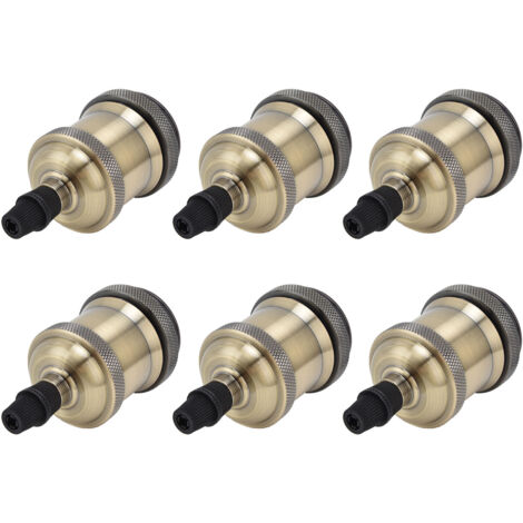 6 Pcs Lamp Holder Metal E26 E27 Screw Retro Lighting Base Accessories with Ground Aluminum ShellBlue Bronze