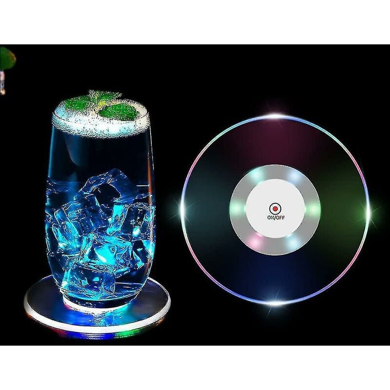 6 Pcs Led Coasters For Drinks Ultra-thin Led Coaster Light Up Coaster