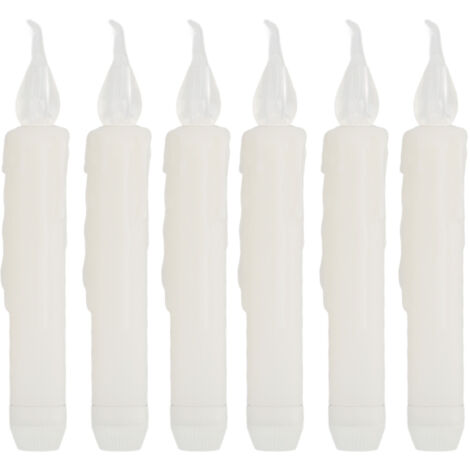 6 Pcs LED Taper Candles Smokeless Reusable Warm Light Long Strip Candle Lights for Parties Weddings Family Gatherings